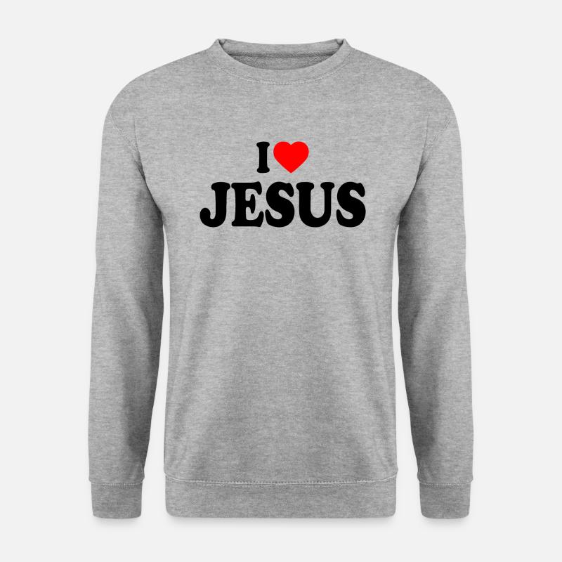 I love jesus - Unisex Pullover - Weißgrau meliert