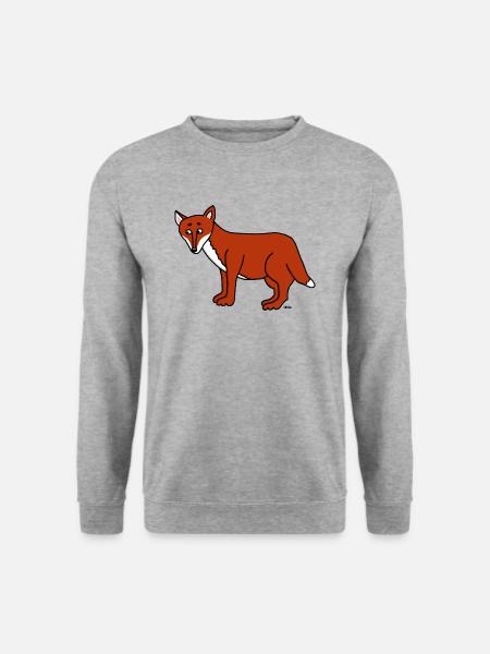 Natur Wild Wald Rotwild Fuchs - Unisex Pullover - Weißgrau meliert