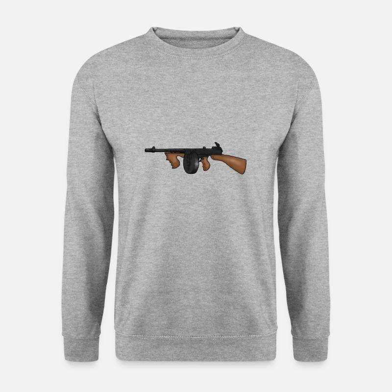 Tommy Gun / Thompson Sub Machine Gun - Unisex Pullover - Weißgrau meliert