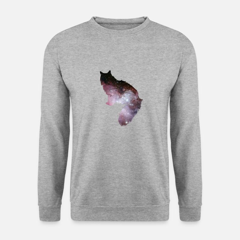 Katze Galaxie 2 - Unisex Pullover - Weißgrau meliert
