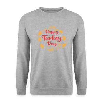Happy Turkey Day | Thanksgiving - Sweat-shirt Unisexe - gris chiné - Devant - Alina (178cm) & Michal (187cm)