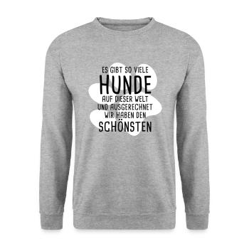 Der schönste Hund - Unisex Pullover - Weißgrau meliert - Vorne - Alina (178cm) & Michal (187cm)