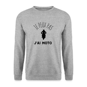 JE PEUX PAS JAI MOTO idée cadeau et tshirt - Sweat-shirt Unisexe - gris chiné - Devant - Alina (178cm) & Michal (187cm)