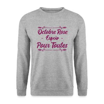 Octobre Rose Espoir Pour Toutes - Sweat-shirt Unisexe - gris chiné - Devant - Alina (178cm) & Michal (187cm)