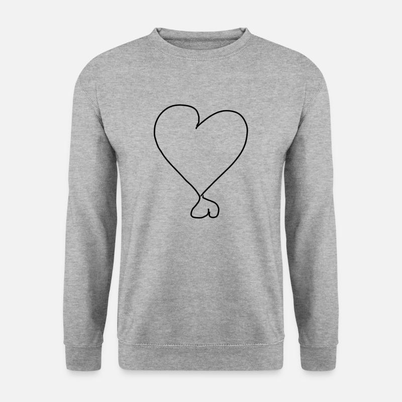 zwei Herzen Herz - Unisex Pullover - Weißgrau meliert