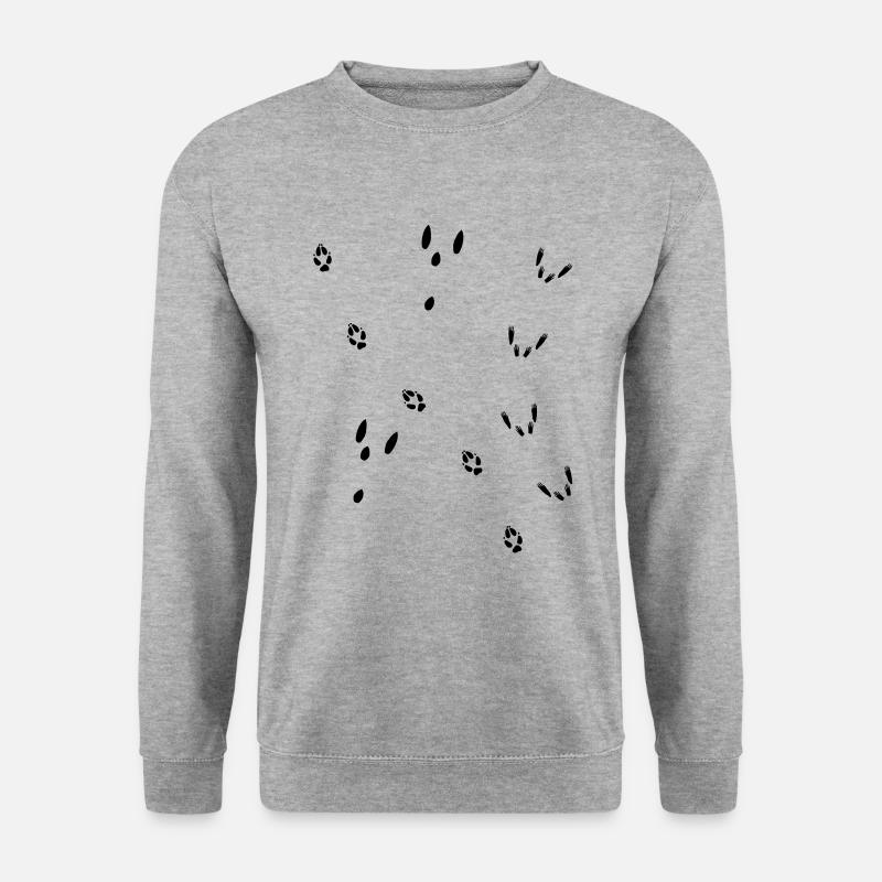 Fährte Fuchs, Hase, Eichhörnchen - Unisex Pullover - Weißgrau meliert