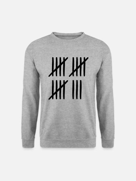 Strichliste 18 Jahre alt 18. Geburtstag schwarz - Unisex Pullover - Weißgrau meliert