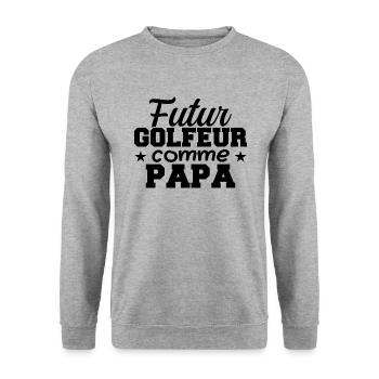 Bébé Futur Golfeur Comme Papa Cadeau Naissance - Sweat-shirt Unisexe - gris chiné - Devant - Alina (178cm) & Michal (187cm)