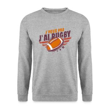 Je peux pas j'ai Rugby | rugby cadeau - Sweat-shirt Unisexe - gris chiné - Devant - Alina (178cm) & Michal (187cm)