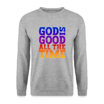 Jesus Christus Shirt - God is good all the Time 01 - Unisex Pullover - Weißgrau meliert - Vorne - Alina (178cm) & Michal (187cm)