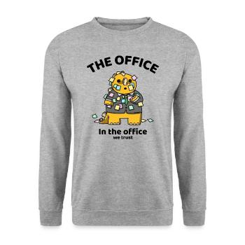 In the office, we trust - The office - Unisex Pullover - Weißgrau meliert - Vorne - Alina (178cm) & Michal (187cm)