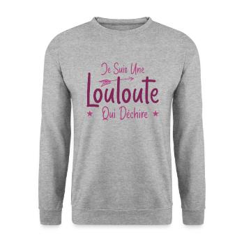 Je suis une Louloute qui Déchire - Sweat-shirt Unisexe - gris chiné - Devant - Alina (178cm) & Michal (187cm)