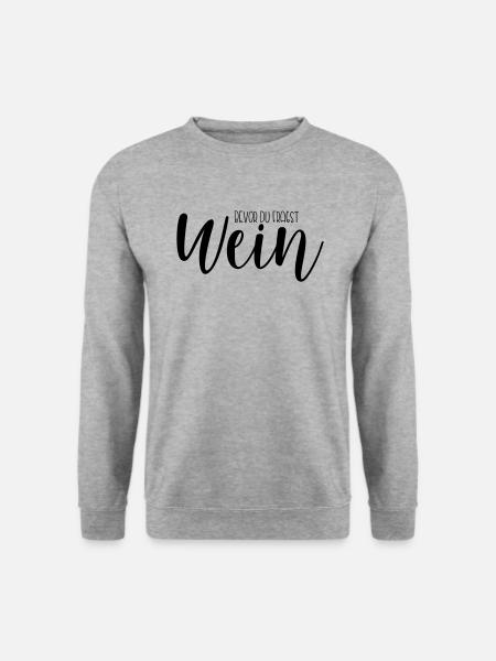 Wein - Unisex Pullover - Weißgrau meliert