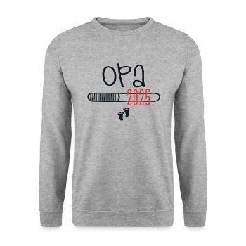 Opa 2025 - OPA - Unisex Pullover - Weißgrau meliert - Vorne - Alina (178cm) & Michal (187cm)