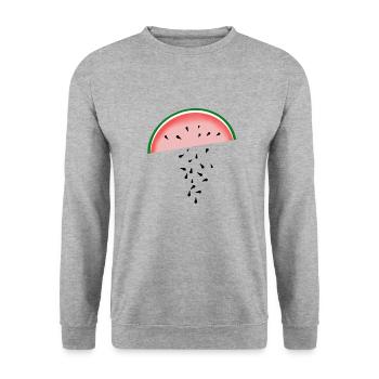 Melone - Unisex Pullover - Weißgrau meliert - Vorne - Alina (178cm) & Michal (187cm)