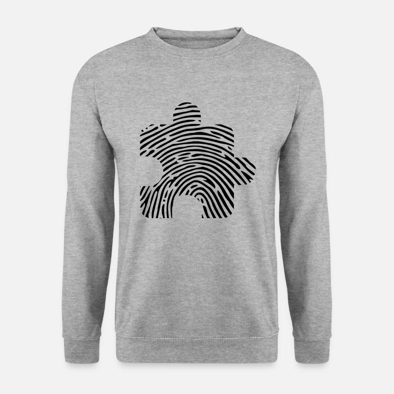 Fingerabdruck DNS DNA Puzzle Rätsel Puzzlen Teil - Unisex Pullover - Weißgrau meliert