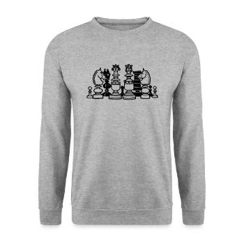 Schach - Unisex Pullover - Weißgrau meliert - Vorne - Alina (178cm) & Michal (187cm)