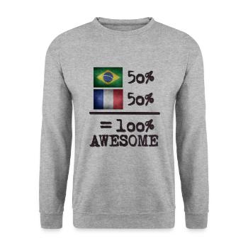 frankreich brasilien awesome mixture - Unisex Pullover - Weißgrau meliert - Vorne - Alina (178cm) & Michal (187cm)