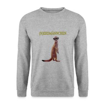 Nerdmännchen Erdmännchen lustig Tiere - Unisex Pullover - Weißgrau meliert - Vorne - Alina (178cm) & Michal (187cm)