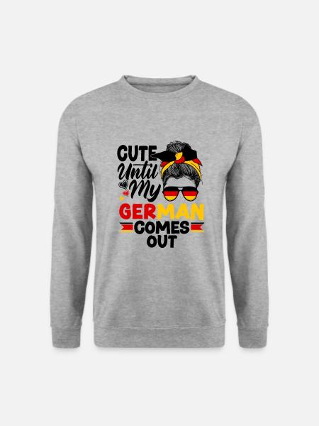 German Germany German Flag Cute Until My German - Unisex Pullover - Weißgrau meliert