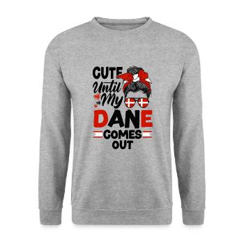 Danemark drapeau danois mignon jusqu’à ce que mon danois sorte - Sweat-shirt Unisexe - gris chiné - Devant - Alina (178cm) & Michal (187cm)