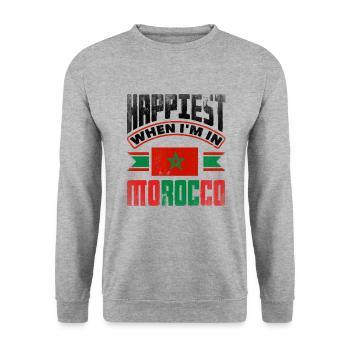 Maroc Maroc Maroc Drapeau Le plus heureux quand im In - Sweat-shirt Unisexe - gris chiné - Devant - Alina (178cm) & Michal (187cm)