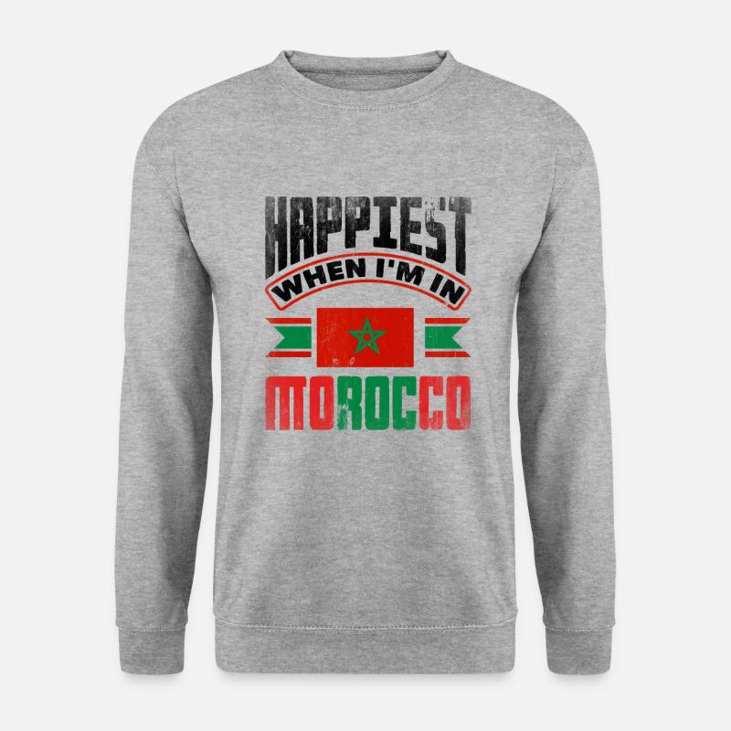 Maroc Maroc Maroc Drapeau Le plus heureux quand im In - Sweat-shirt Unisexe - gris chiné