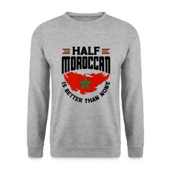 Marokko Marokkanische Flagge halb marokkanisch ist besser - Unisex Pullover - Weißgrau meliert - Vorne - Alina (178cm) & Michal (187cm)