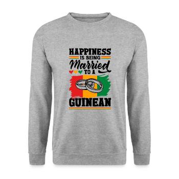 Guinée Drapeau guinéen Le bonheur EST beign marié à - Sweat-shirt Unisexe - gris chiné - Devant - Alina (178cm) & Michal (187cm)