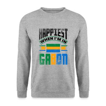 Gabonais Gabon Drapeau Gabonais Le plus heureux quand je suis - Sweat-shirt Unisexe - gris chiné - Devant - Alina (178cm) & Michal (187cm)