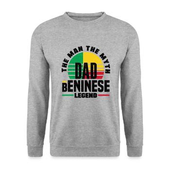 Béninois Bénin Drapeau Béninois Citation - Sweat-shirt Unisexe - gris chiné - Devant - Alina (178cm) & Michal (187cm)