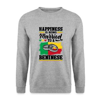 Béninois Bénin Drapeau Béninois Citation - Sweat-shirt Unisexe - gris chiné - Devant - Alina (178cm) & Michal (187cm)