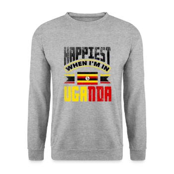 Uganda Uganda Ugandische Flagge Zitat - Unisex Pullover - Weißgrau meliert - Vorne - Alina (178cm) & Michal (187cm)