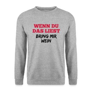 Lustig Wein Sprüche Geburtstag Geschenk - Unisex Pullover - Weißgrau meliert - Vorne - Alina (178cm) & Michal (187cm)