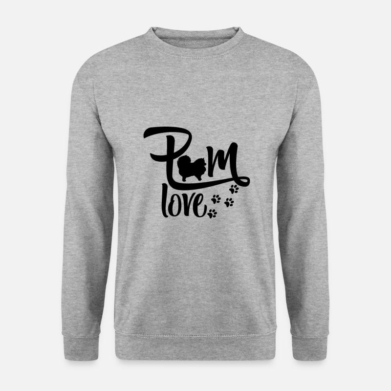 Pom Love - Zwergspitz - Unisex Pullover - Weißgrau meliert