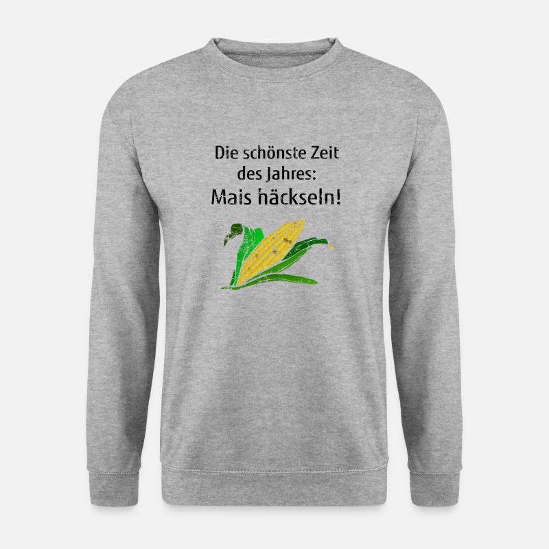 Mais häckseln Landwirtschaft Kolben Maiskolben - Unisex Pullover - Weißgrau meliert