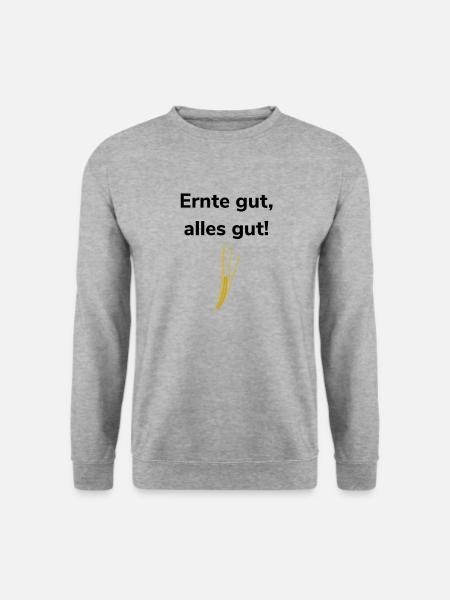 Ernte gut, alles gut Ähre Landwirt Getreide Weizen - Unisex Pullover - Weißgrau meliert