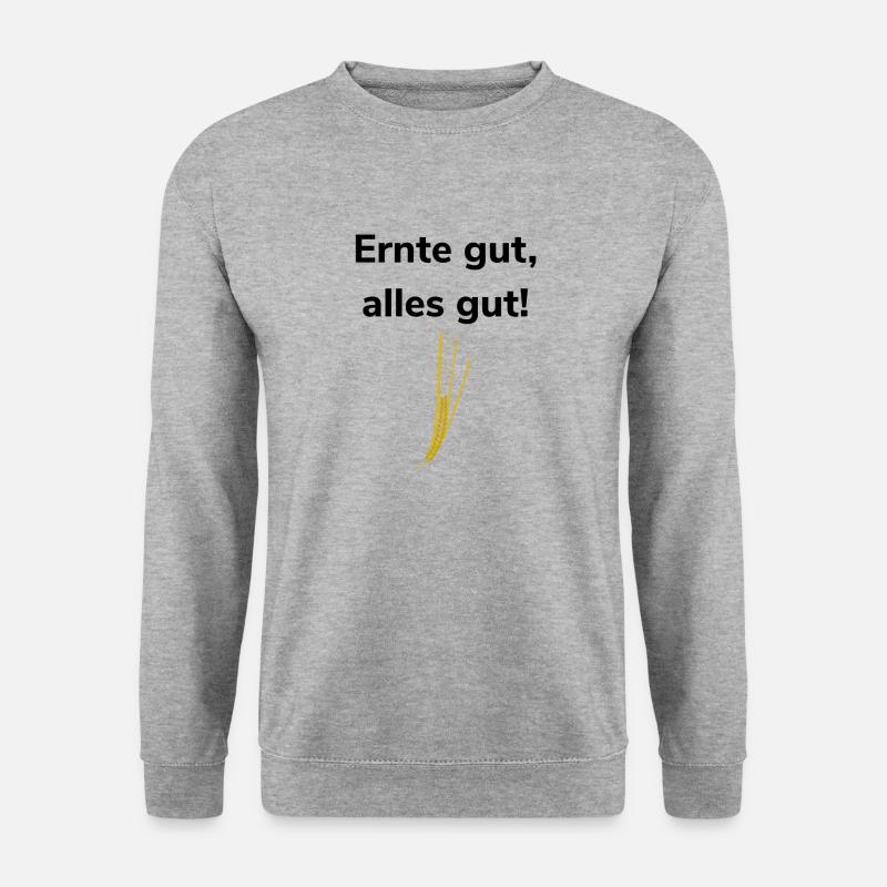 Ernte gut, alles gut Ähre Landwirt Getreide Weizen - Unisex Pullover - Weißgrau meliert