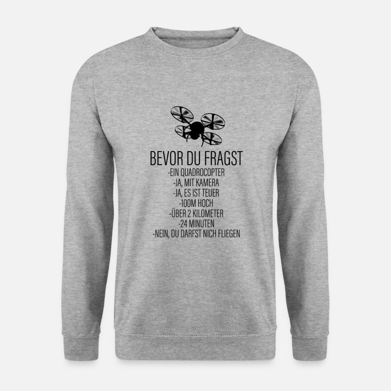 Drohne - Lustige Beschreibung - Unisex Pullover - Weißgrau meliert