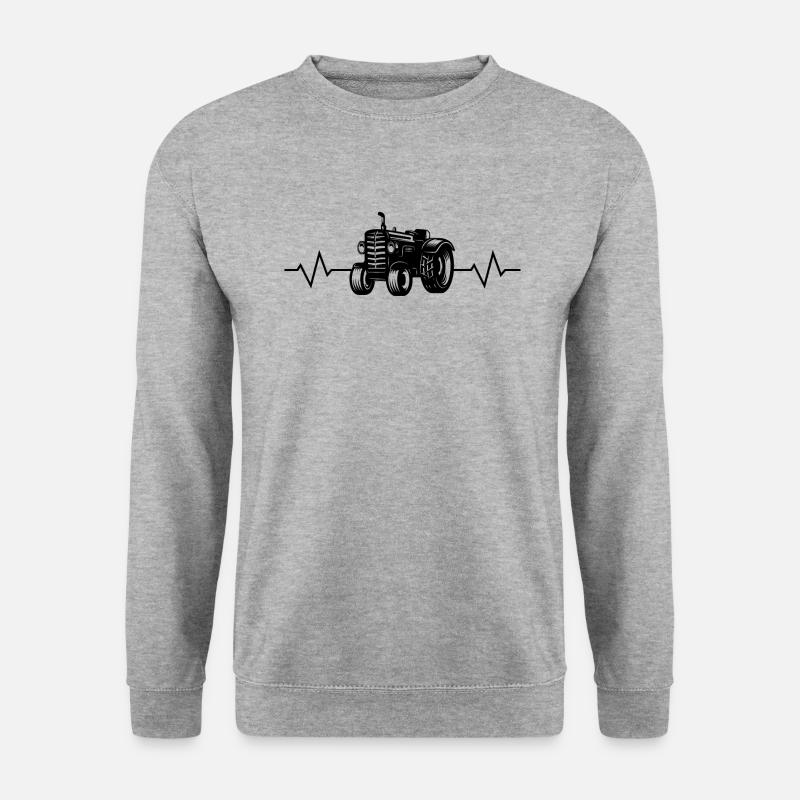 Herzschlag Traktor Farmer Farmer - Unisex Pullover - Weißgrau meliert