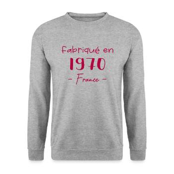 fabriqué In France 1970 - Sweat-shirt Unisexe - gris chiné - Devant - Alina (178cm) & Michal (187cm)