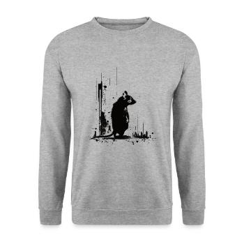 Rat Stencil Art White and Black - Unisex Sweatshirt - salt & pepper - Front - Alina (178cm) & Michal (187cm)