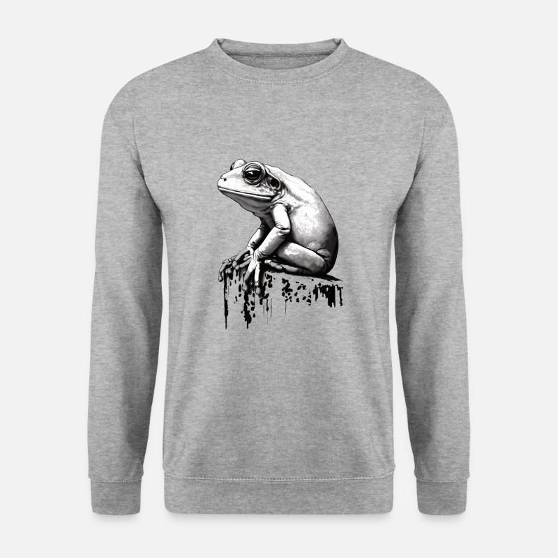 Frosch Stencil Design Kunst - Unisex Pullover - Weißgrau meliert