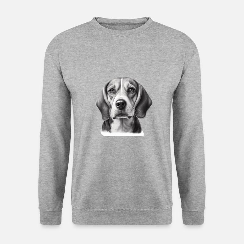 Beagle Bild Portrait - Unisex Pullover - Weißgrau meliert