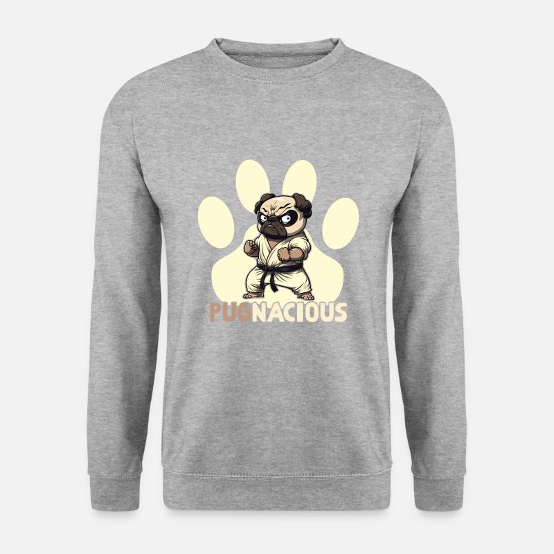 Mops-welpen-wortspiel - Unisex Pullover - Weißgrau meliert