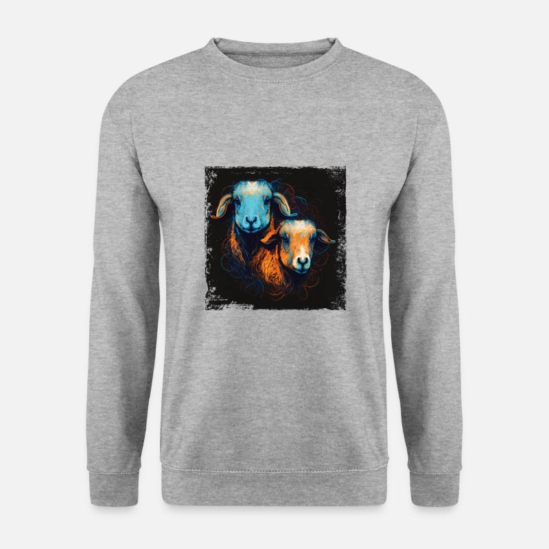 Schaf Porträt - Unisex Pullover - Weißgrau meliert