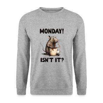 Lundi! N’est-ce pas? Café de rat - Sweat-shirt Unisexe - gris chiné - Devant - Alina (178cm) & Michal (187cm)