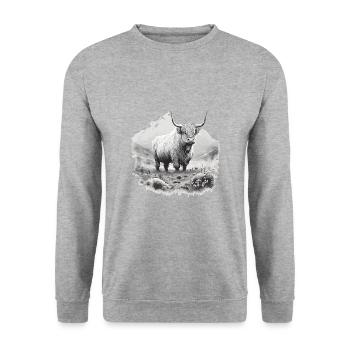 Highland cow - Unisex Sweatshirt - salt & pepper - Front - Alina (178cm) & Michal (187cm)