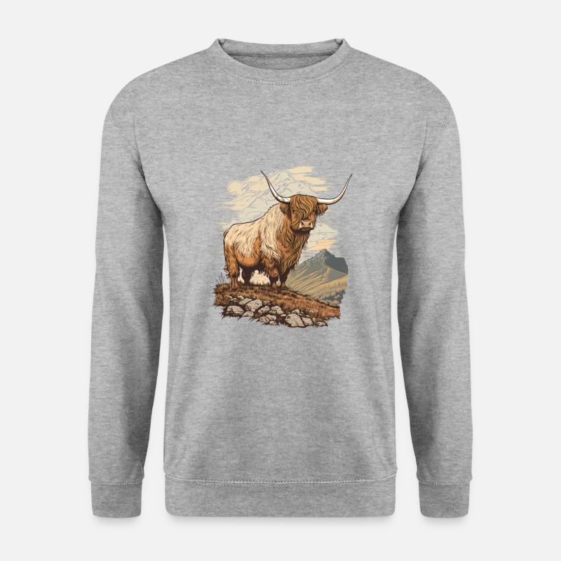 Hochlandkuh - Unisex Pullover - Weißgrau meliert