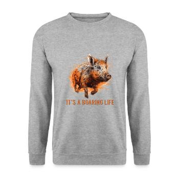 C’est une chasse au porc de vie sanglante - Sweat-shirt Unisexe - gris chiné - Devant - Alina (178cm) & Michal (187cm)